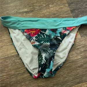 Five Four Tropical Floral Bikini Bottom - Teal and Multicolor